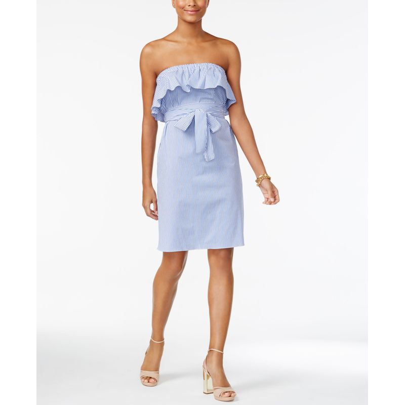 Michael Michael Kors Strapless Ruffle Trim Dress